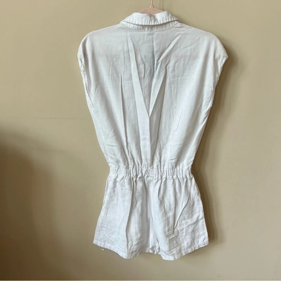 New! MONROW Cotton Twill Pocket Romper White nwt 13287 - Picture 6 of 12